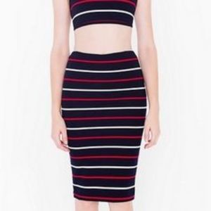 American Apparel Navy Red and White Striped Skirt